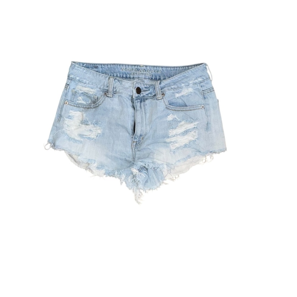 American eagle shorts raw hem light wash size 30‎